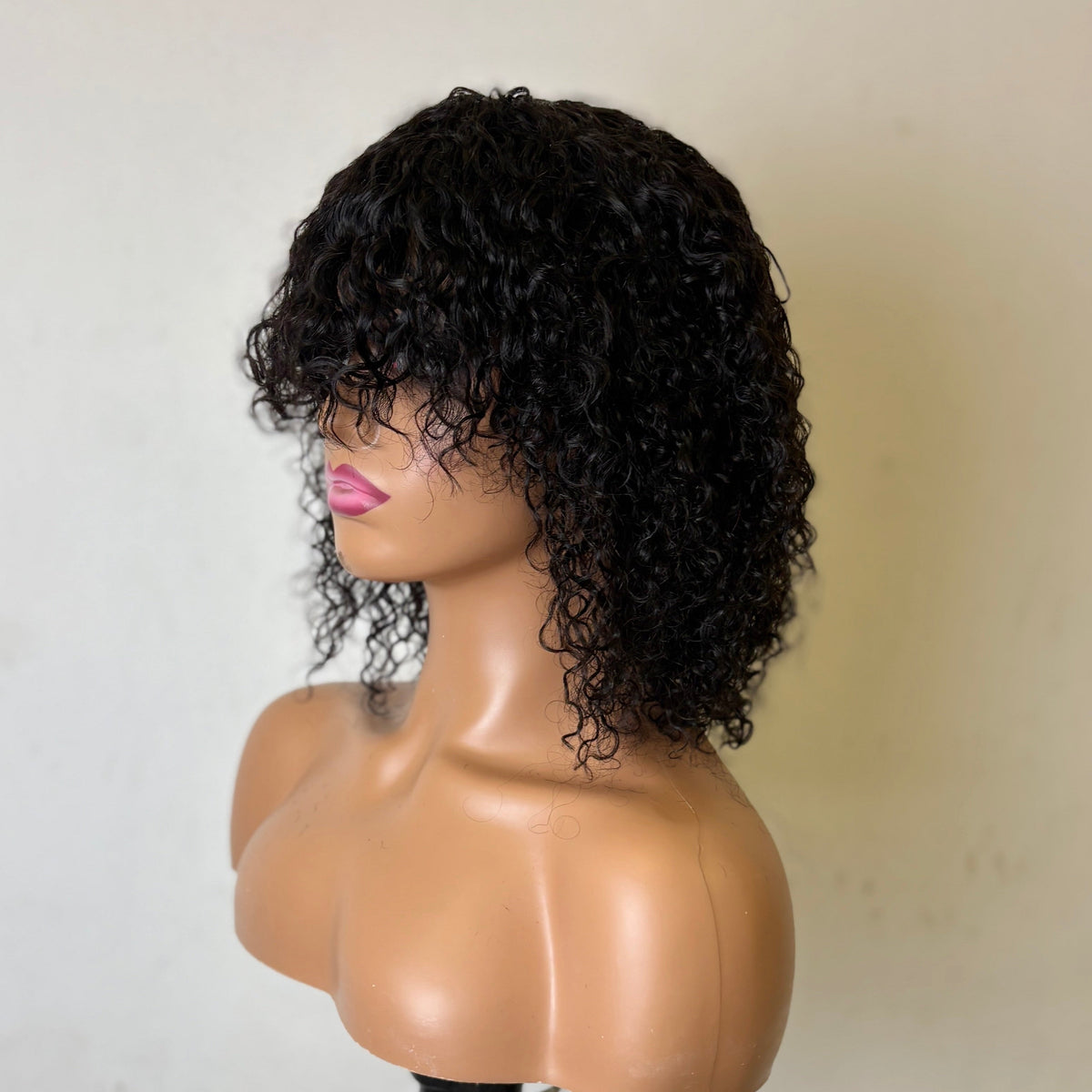 Jerry Curly Fringe Glueless Human Hair Bob Wig – 12 Inch – product view 7