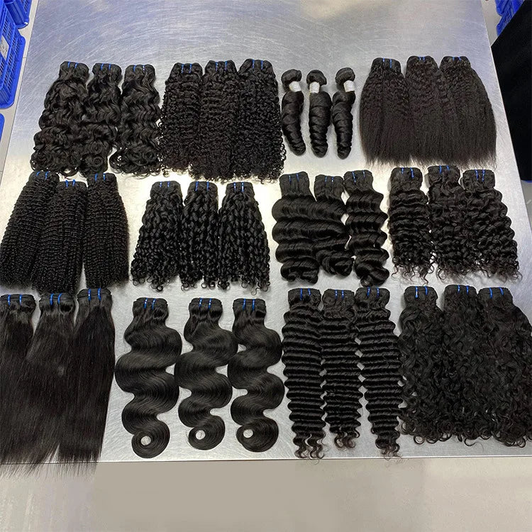 Wholesale 100% Raw Body Wave Human Hair Bundles Private Label Natural Black Hair Weaving Raw Unprocessed Wavy Curly Hair Weft