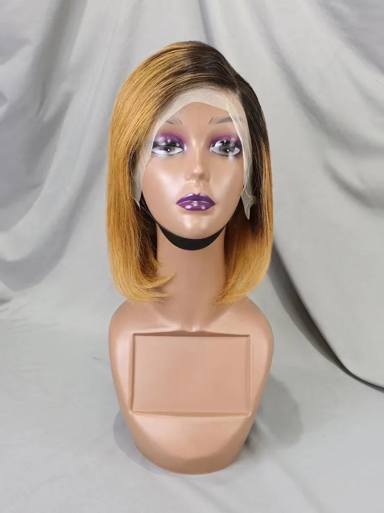 Wholesale Cheap Natural Brazilian Human Hair Frontal Wigs for Black Women Pixie Cut Human Hair Virgin Remy Hair Bob Straight Wig