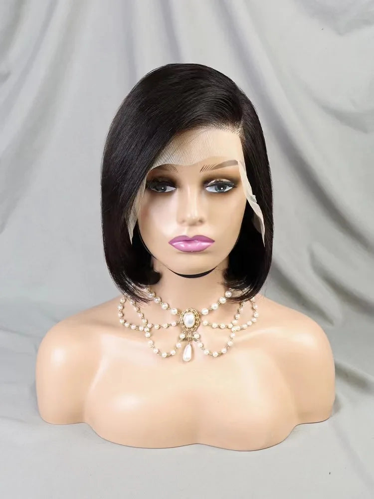 Wholesale Cheap Natural Brazilian Human Hair Frontal Wigs for Black Women Pixie Cut Human Hair Virgin Remy Hair Bob Straight Wig