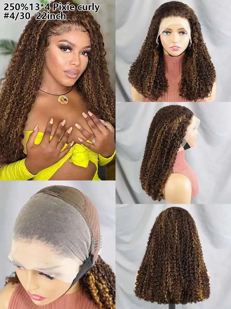 Glueless 13x4 Transparent Lace Curly Human Hair Wigs - 250% Density Virgin Hair Vendor