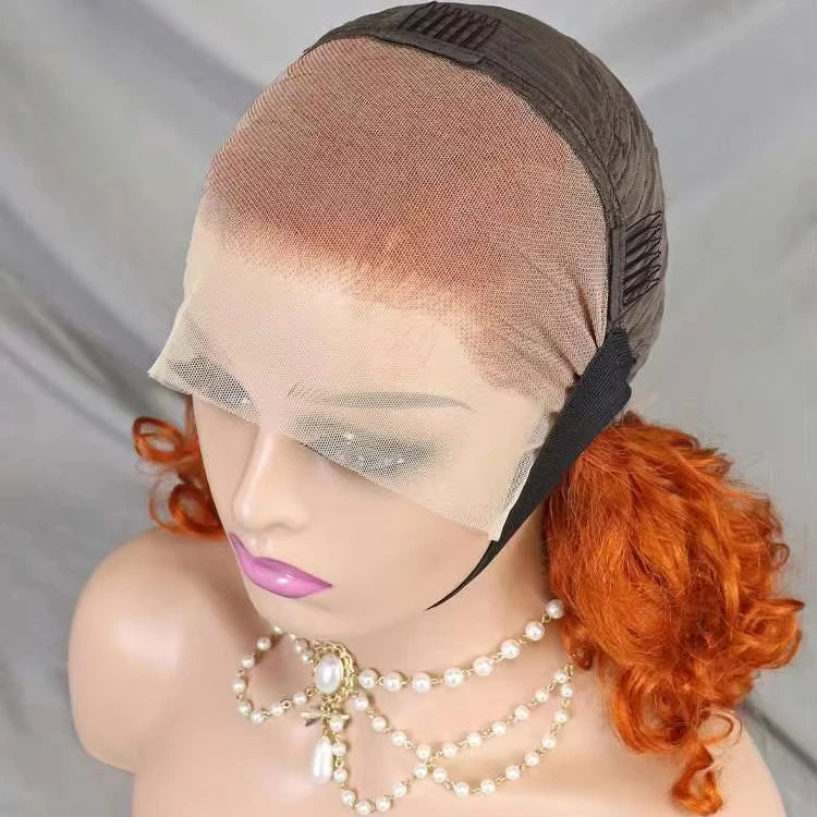 Wholesale 13X4 Frontal Lace 16inches Spring Curl 350 Color Wig for Women High-Grade 220 Density Human Raw Hair Cheaper Supplier