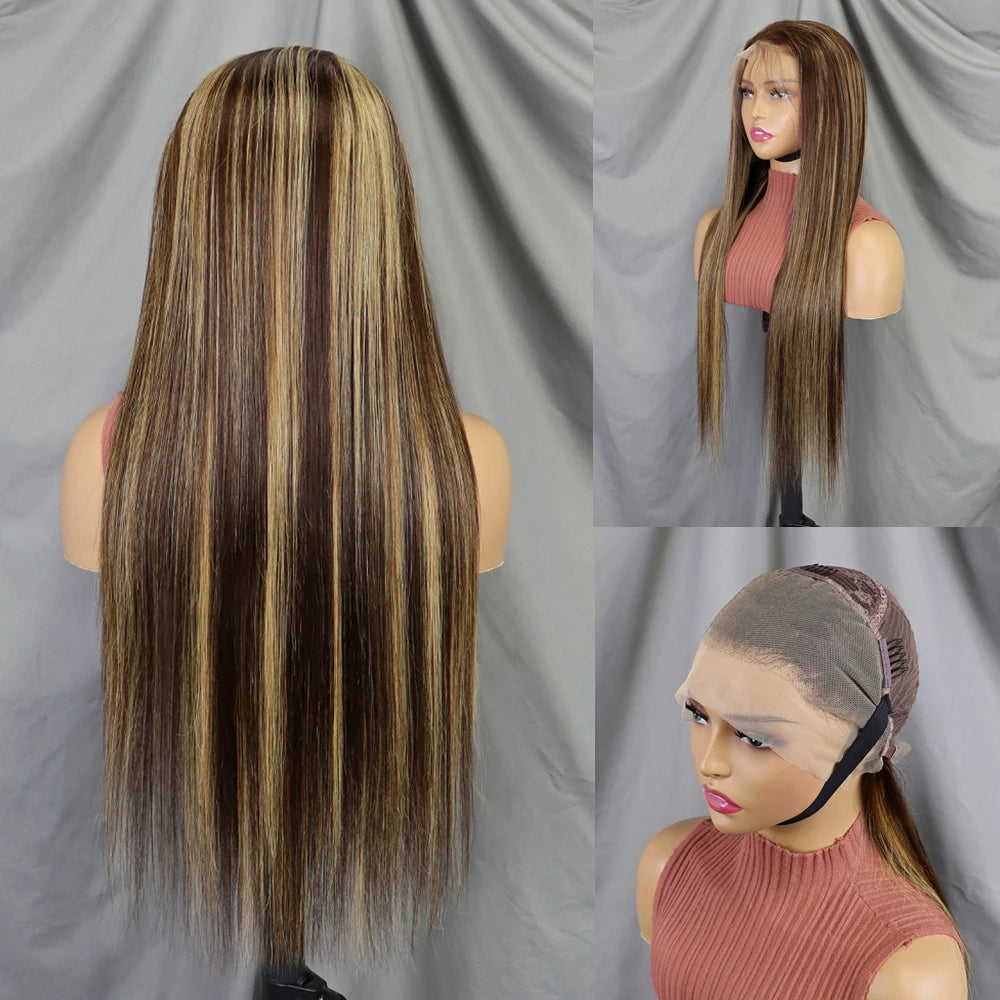22 Inch 1BT30 Bone Straight Human Hair Wig 13x4 Transparent Lace 200% Density | Pre-plucked Hairline