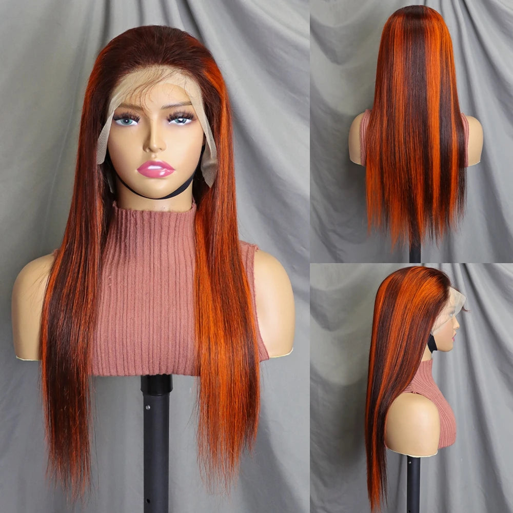 22 Inch 1BT30 Bone Straight Human Hair Wig 13x4 Transparent Lace 200% Density | Pre-plucked Hairline