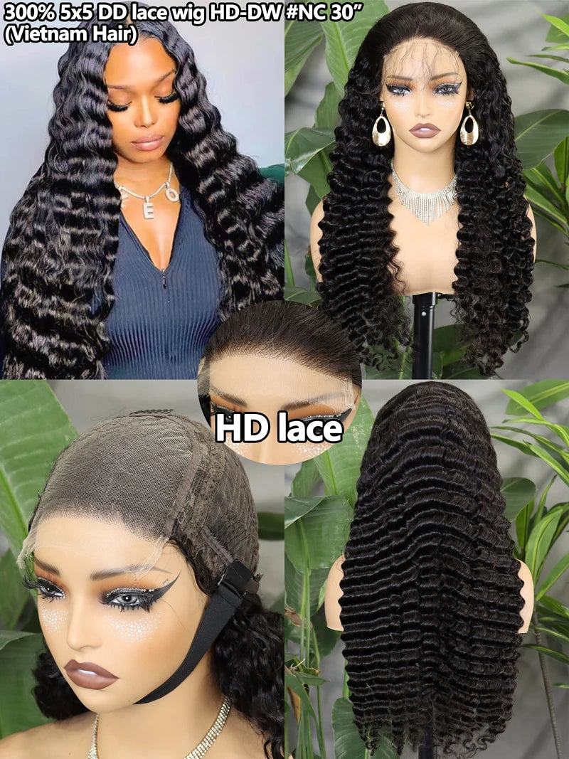 Wholesale 300% Density Deep Wave 5x5 HD Lace Wig | 30 Inch Double Drawn Vietnam Human Hair Factory Direct