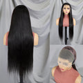 100% Raw Natural Black Brazilian Human Hair Wig 13x4 Clear Lace Frontal Straight Hair 20 22 24 26 28 30 Inches Long Length Wigs