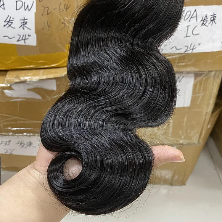 Wholesale 100% Raw Body Wave Human Hair Bundles Private Label Natural Black Hair Weaving Raw Unprocessed Wavy Curly Hair Weft