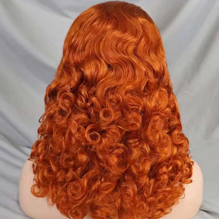 Wholesale 13X4 Frontal Lace 16inches Spring Curl 350 Color Wig for Women High-Grade 220 Density Human Raw Hair Cheaper Supplier