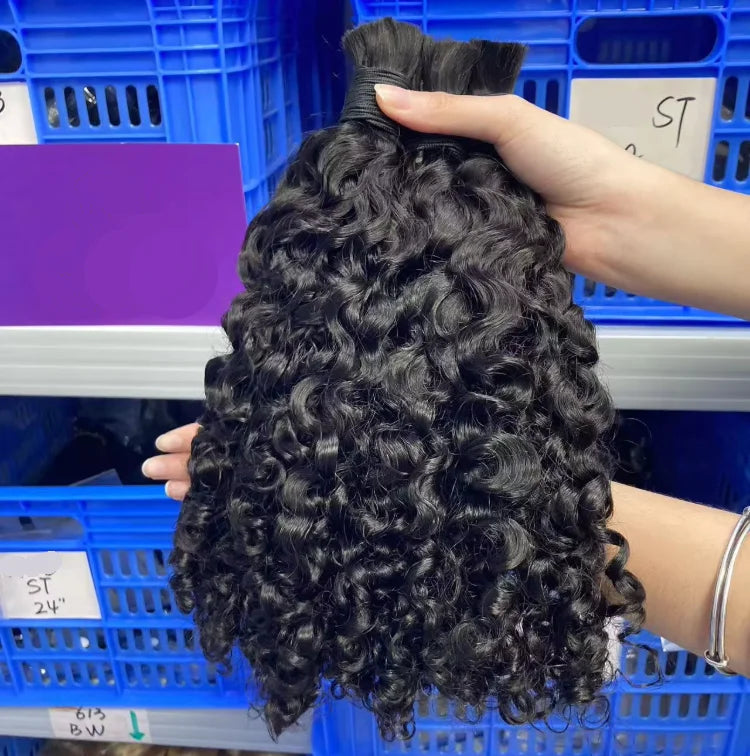 Wholesale Unprocessed Raw Virgin Hair Extension No Weft Burmese Curly Natural Wavy Hot Selling 100% Human Hair Bulk for Braiding