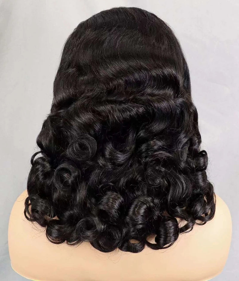 New Natural Color Bouncy Loose Lace Front Wigs Glueless Human Hair 300% Density 13x4 HD Transparent Lace Front Curly Wave Wig