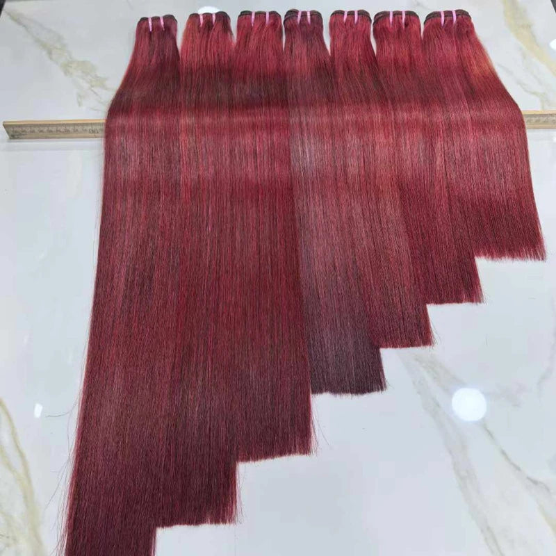 Wholesale 99J Burgundy SDD Straight Hair Bundles | 100% Raw Virgin Hair Factory Direct