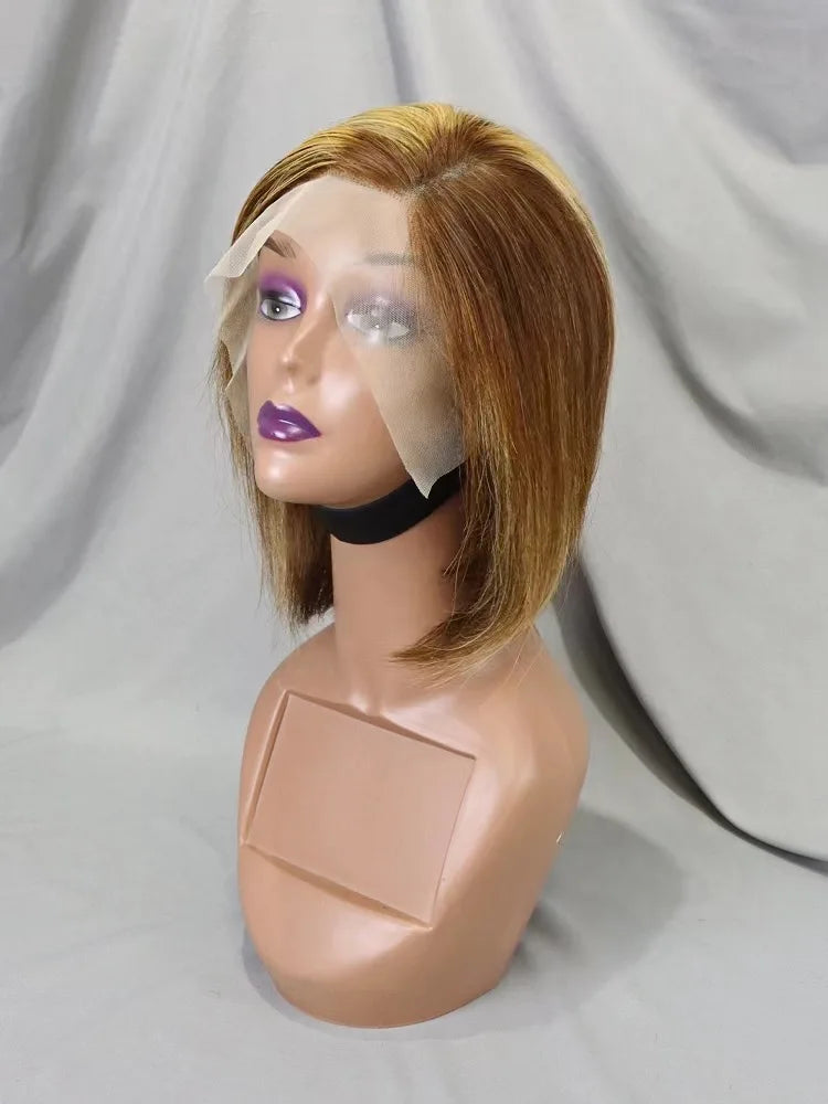 Wholesale Cheap Natural Brazilian Human Hair Frontal Wigs for Black Women Pixie Cut Human Hair Virgin Remy Hair Bob Straight Wig