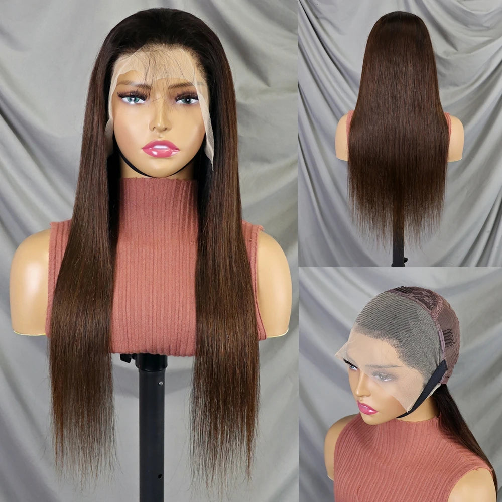 100% Raw Natural Black Brazilian Human Hair Wig 13x4 Clear Lace Frontal Straight Hair 20 22 24 26 28 30 Inches Long Length Wigs