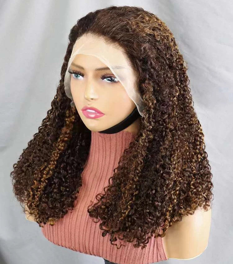 Glueless 13x4 Transparent Lace Curly Human Hair Wigs - 250% Density Virgin Hair Vendor