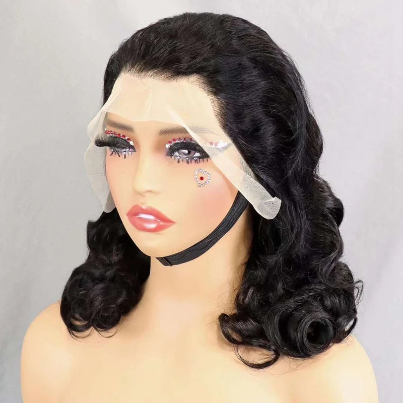 New Natural Color Bouncy Loose Lace Front Wigs Glueless Human Hair 300% Density 13x4 HD Transparent Lace Front Curly Wave Wig