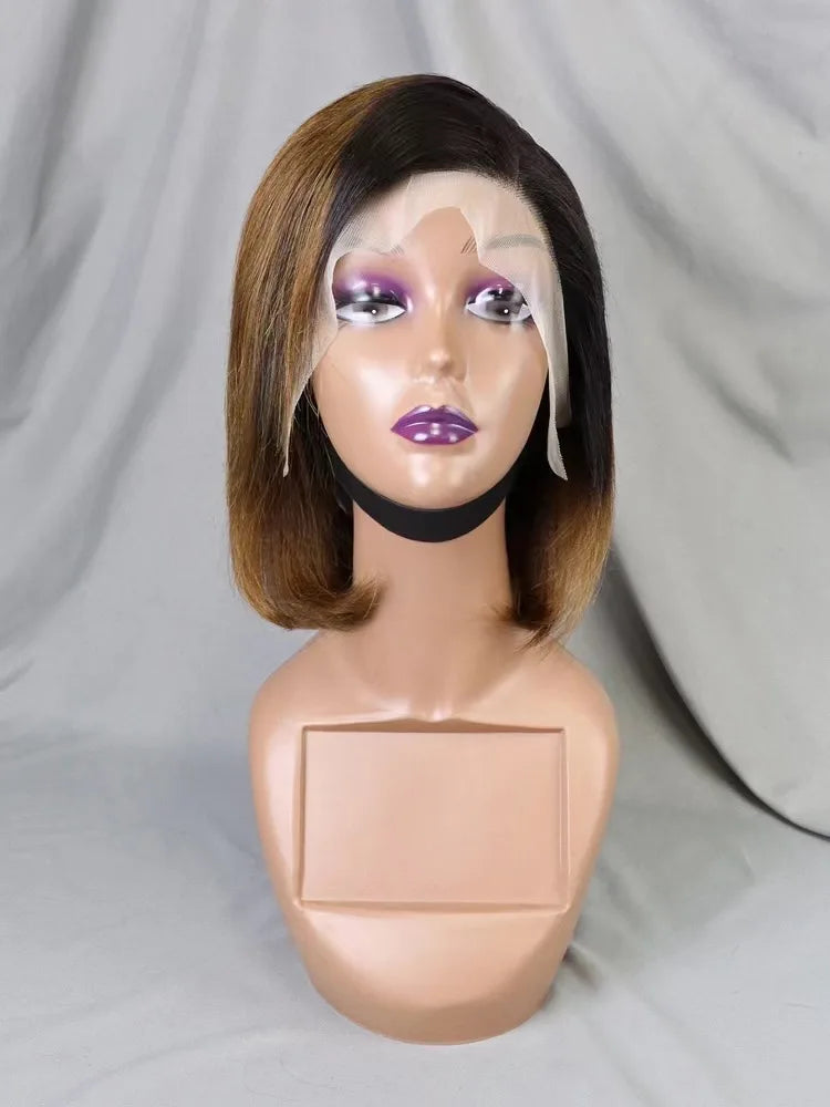 Wholesale Cheap Natural Brazilian Human Hair Frontal Wigs for Black Women Pixie Cut Human Hair Virgin Remy Hair Bob Straight Wig