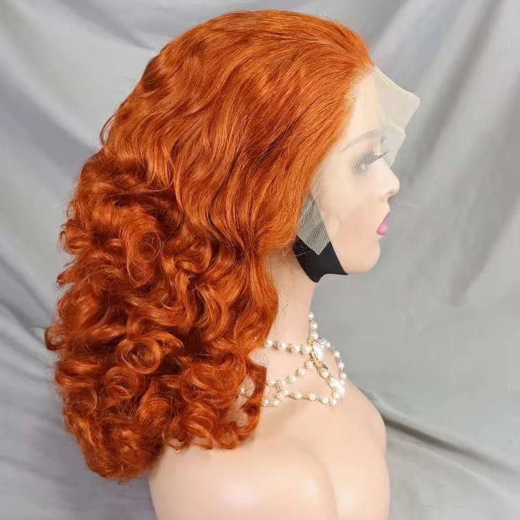 Wholesale 13X4 Frontal Lace 16inches Spring Curl 350 Color Wig for Women High-Grade 220 Density Human Raw Hair Cheaper Supplier