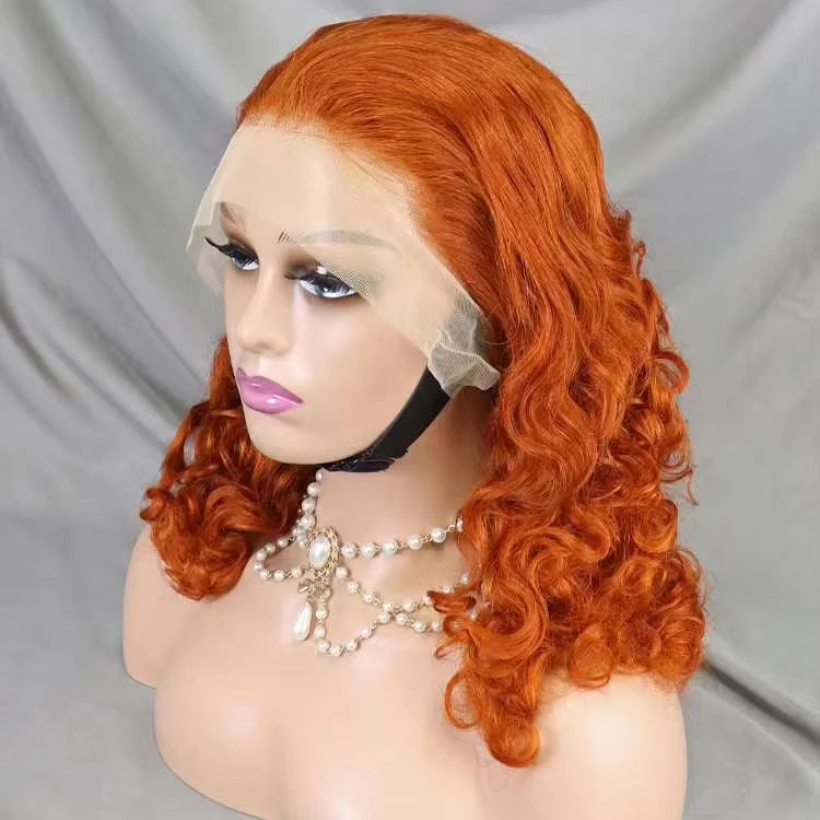 Wholesale 13X4 Frontal Lace 16inches Spring Curl 350 Color Wig for Women High-Grade 220 Density Human Raw Hair Cheaper Supplier