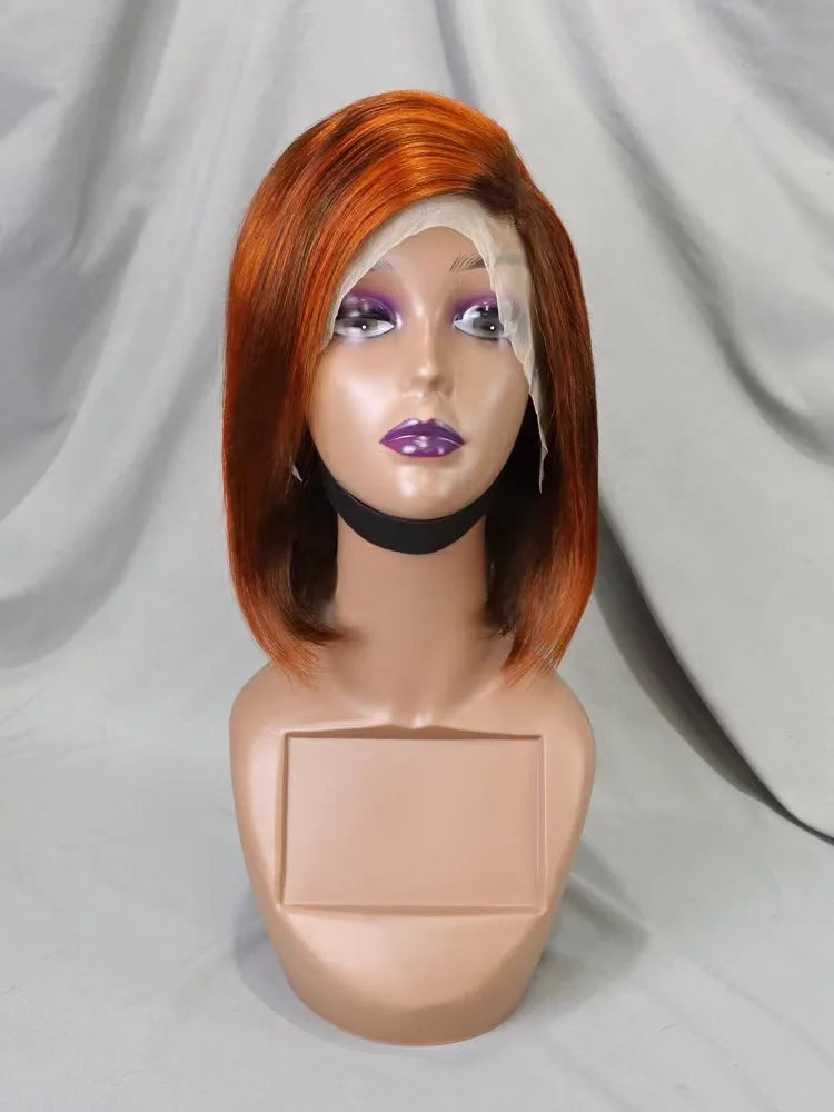 Wholesale Cheap Natural Brazilian Human Hair Frontal Wigs for Black Women Pixie Cut Human Hair Virgin Remy Hair Bob Straight Wig