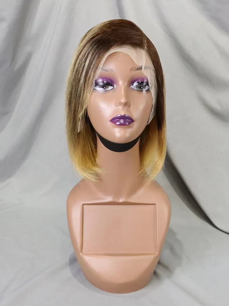 Wholesale Cheap Natural Brazilian Human Hair Frontal Wigs for Black Women Pixie Cut Human Hair Virgin Remy Hair Bob Straight Wig