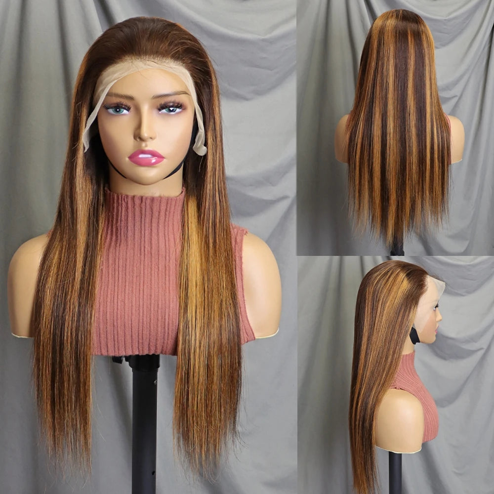 22 Inch 1BT30 Bone Straight Human Hair Wig 13x4 Transparent Lace 200% Density | Pre-plucked Hairline