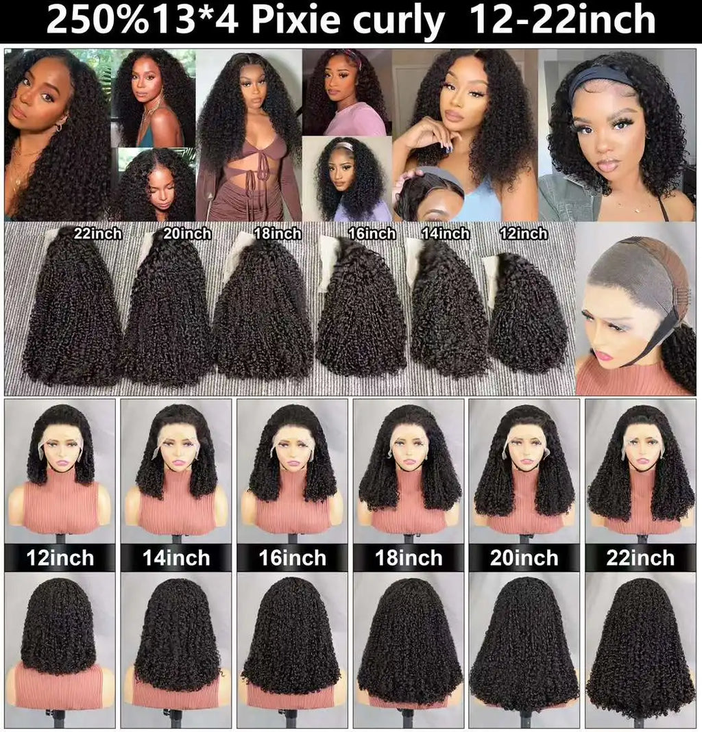 Glueless 13x4 Transparent Lace Curly Human Hair Wigs - 250% Density Virgin Hair Vendor