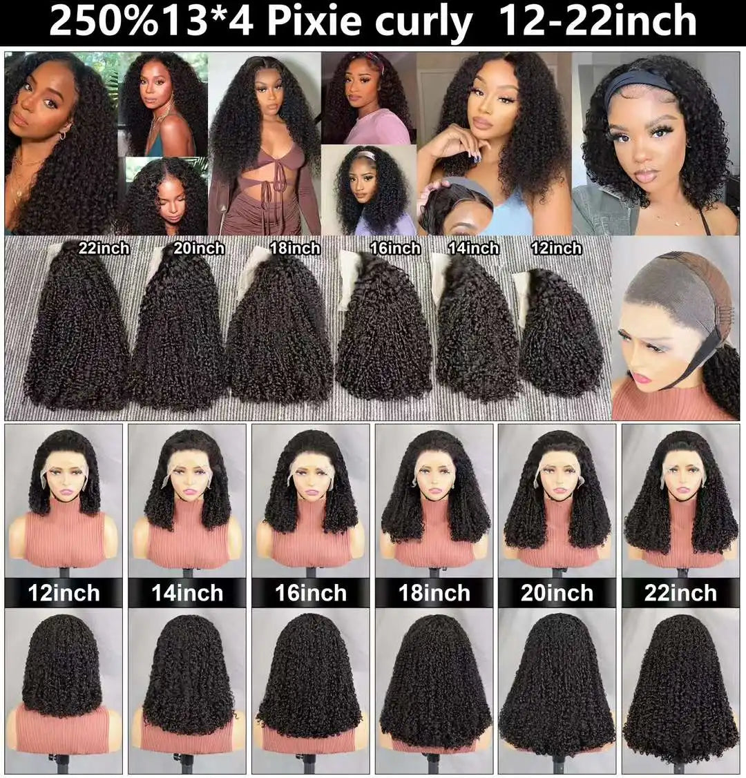 Glueless 13x4 Transparent Lace Curly Human Hair Wigs - 250% Density Virgin Hair Vendor