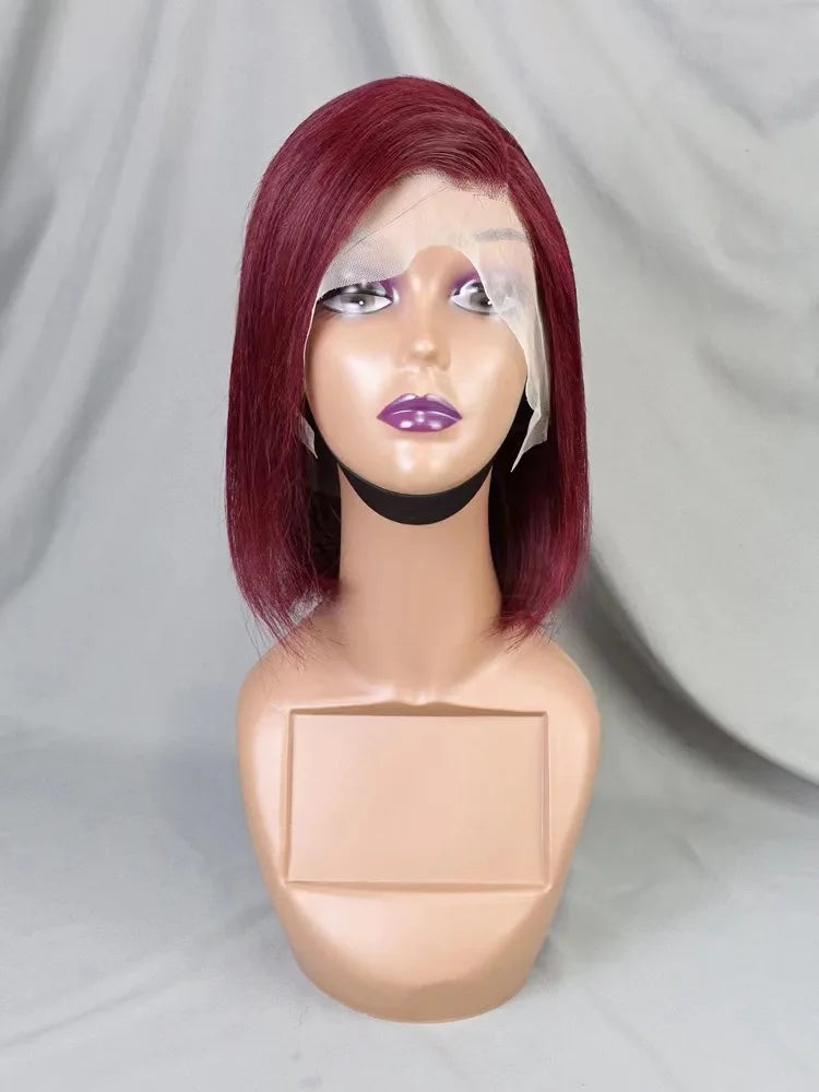 Wholesale Cheap Natural Brazilian Human Hair Frontal Wigs for Black Women Pixie Cut Human Hair Virgin Remy Hair Bob Straight Wig