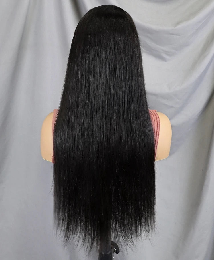 100% Raw Natural Black Brazilian Human Hair Wig 13x4 Clear Lace Frontal Straight Hair 20 22 24 26 28 30 Inches Long Length Wigs