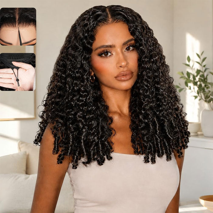 Burmese Curly 5x5 Drawstring Glueless Human Hair Wig – 20 Inch – product view 1