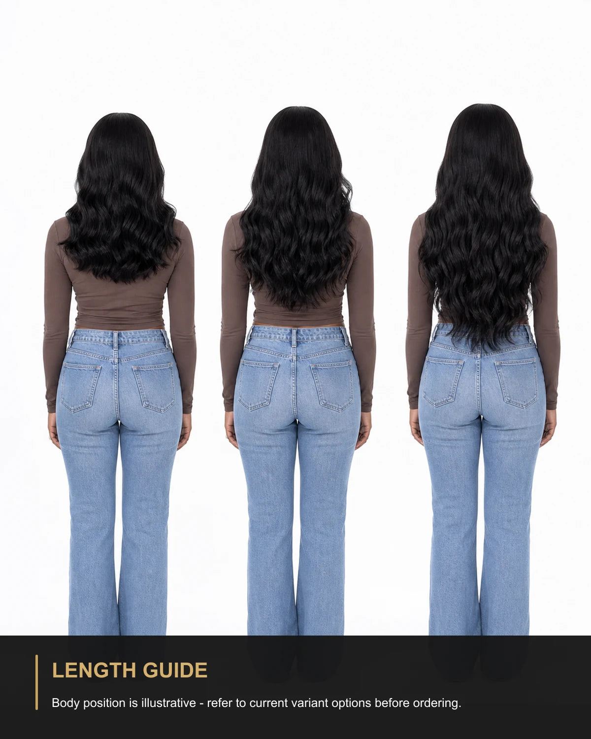 Body Wave human hair wig length guide using current length options